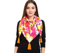 ZWILLINGSHERZ Flower Power Vierecks-Tuch mit Blumen im Retro Look Mode-Tuch 3016Q-0208-100 Pink/Bunt