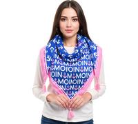 ZWILLINGSHERZ Herzenanker Dreiecks-Tuch im maritimen Design und Moin Moin Schriftzug Mode-Tuch 3014D-0703-89 Blau/Pink/Weiß