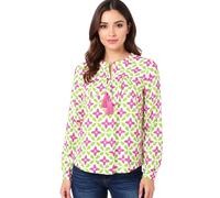 ZWILLINGSHERZ Holiday Mood Damen Sommer-Bluse Tunika-Shirt mit Sternen 33256-22 Grün/Pink/Weiß L