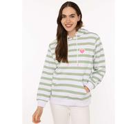Zwillingsherz Hoodie "Streifen Herz" in Grün - Größe L/XL | Damen Sweatshirts Jacken