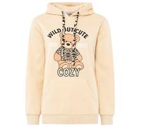 Hoodie ZWILLINGSHERZ "Wild But Cute", Damen, Gr. S/M, beige, Sweatware, Obermaterial: 80% Polyester, 20% Baumwolle, Sweatshirts Hoodie, Mini-Me,mit niedlichem Teddybär und selbstbewusstem Slogan (1934