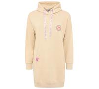 Zwillingsherz Hoodiekleid, Damen Sweatkleid Casual, Beige mit Regenbogen-Aufdruck, 50% Baumwolle 50% Polyester (DE/NL/SE/PL, Alphanumerisch, S, Regular, Regular, Beige)