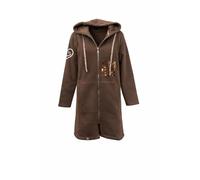 Kurzmantel ZWILLINGSHERZ "Alissa Shiny", Damen, Gr. S/M, braun, Sweatware, Obermaterial: 50% Baumwolle, 50% Polyester, bedruckt, bestickt, unifarben, bequem ca. Mitte Oberschenkel, ohne Ausschnitt, ge