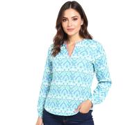 ZWILLINGSHERZ Joyful Damen Sommer-Bluse Tunika-Shirt mit Ornamenten 33236-72 Blau/Pink/Weiß/Grün L/XL