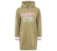 Sweatkleid ZWILLINGSHERZ ""Always Happy Mind"", Damen, Gr. SM (S/M), N-Gr, grün (olive), Sweatware, Obermaterial: 50% Baumwolle, 50% Polyester, unifarben mit Farbeinsatz, comfort fit ca. Mitte Obersch