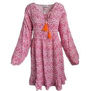 Zwillingsherz Kleid Sommerkleid Damen leicht und luftig Strandkleid Damen Sommer, Tunikakleid Damen, Hemdblusenkleid, Blusenkleid Tunika Kleid Ibiza Style Größe L/XL