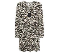 Sweatkleid ZWILLINGSHERZ "Leo Dream", Damen, Gr. L/XL, N-Gr, beige, Obermaterial: 100% Viskose, Kleider Sweatkleid, Leomuster, figurumspielend, pinke Tassel, lange Ärmel (36677625-L) beige