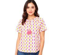 ZWILLINGSHERZ Kleiner Hummer Damen Sommer-Bluse Tunika-Shirt mit kurzen Ärmeln 33337-90 Orange/Pink/Weiß S/M