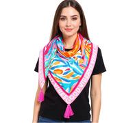 ZWILLINGSHERZ Korallenriff Vierecks-Tuch mit Korallen und Good Vibes Print Mode-Tuch 3016Q-2907-21 Pink/Bunt