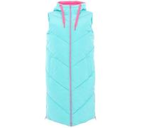 Zwillingsherz lange wattierte Steppweste zweifarbig Neon "Türkis" in S-XL S