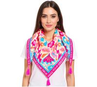 ZWILLINGSHERZ Make your dreams come true Dreiecks-Tuch mit abstrakten Blumen Mode-Tuch 3014D-0703-21 Pink/Beige/Blau