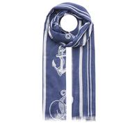 Zwillingsherz Maritimer Schal mit Anker-Motiv, Marineblau und Weiß, Gestreift