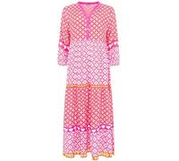 Maxikleid ZWILLINGSHERZ "Dreams", Damen, Gr. SM (S/M), N-Gr, pink, Stoff, Obermaterial: 100% Viskose, geblümt, gemustert, loose fit ca. Mitte Knie, V-Ausschnitt, Kleider Maxikleid, mit Mustermix, Knop