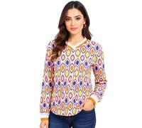 Blusenshirt ZWILLINGSHERZ ""Ornament"", Damen, Gr. L/XL, bunt, Web, Obermaterial: 95% Viskose, 5% Elasthan, gemustert, modisch, Shirts, langärmlig, V-Neck, Ornament-Print, sportive Bündchen (70643448-