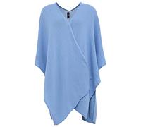 Zwillingsherz Poncho-Schal mit Kaschmir - Hochwertiges Cape für Damen - XXL Umhängetuch und Tunika mit Ärmel - Strick-Pullover - Sweatshirt - Stola für Sommer und Winter von Cashmere Dreams blau