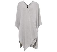 Zwillingsherz Poncho-Schal mit Kaschmir - Hochwertiges Cape für Damen - XXL Umhängetuch und Tunika - Strick-Pullover - Sweatshirt - Stola - Hellgrau