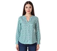 ZWILLINGSHERZ Pünktchen Damen Sommer-Bluse Tunika-Shirt mit Polka Dots 33095-2 Grün/Weiß S