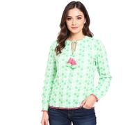 ZWILLINGSHERZ Pünktchen Damen Sommer-Bluse Tunika-Shirt mit Polka Dots 33215-69 Grün/Weiß/Pink M