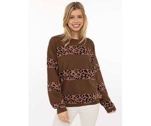 Zwillingsherz Pullover "Gestrickter-Leo" in Braun - Größe L/XL | Damen Pullover Cardigans
