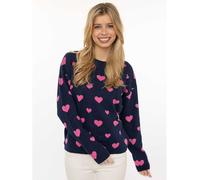 Zwillingsherz Pullover "Herzen" in Dunkelblau - Größe S/M | Damen Pullover Cardigans