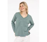 Zwillingsherz Pullover "Positive Mind" in Grün - Größe L/XL | Damen Pullover Cardigans