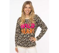 Strickpullover ZWILLINGSHERZ ""Wild Heart"", Damen, Gr. L/XL, beige (hellbeige), Strick, Obermaterial: 70% Polyacryl, 30% Wolle, Pullover Strickpullover, mit Neon Aufschrift (23921136-L) hellbeige