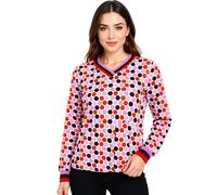 ZWILLINGSHERZ Punkte Damen langärmliges Sommer-Shirt Longsleeve mit Polka Dots 31629-15 Rot/Pink/Weiß L/XL