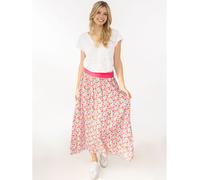 Zwillingsherz Damen Maxirock mit Blumen Allover Muster aus 100% Viskose - Langer, fließender Sommerrock mit elastischem Komfortbund - Feminisches Design für Alltag, Freizeit & Urlaub