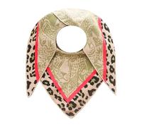 Modetuch ZWILLINGSHERZ "Dreieckstuch BW "Angry Leo"", Damen, khaki koralle, Strick, Obermaterial: 50% Baumwolle, 50% Polyacryl, Animalmuster, mehrfarbig, Modetücher, mit Leo-Kopf und auffälligem Leo M
