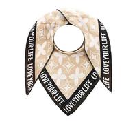 Dreieckstuch ZWILLINGSHERZ ""Classy-ZH"", Damen, beige schwarz, Strick, Obermaterial: 50% Baumwolle, 50% Polyacryl, gemustert, mehrfarbig, modisch, Modetücher, Feinstrick, klassisches Muster, positiv