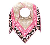 Dreieckstuch ZWILLINGSHERZ ""Blumen & Leo"", Damen, pink (beige pink), Strick, Baumwollmischung, gemustert, mehrfarbig, modisch, Modetücher, Eyecatcher Tuch, Mustermix: Leomuster und Blumen, Feinstric