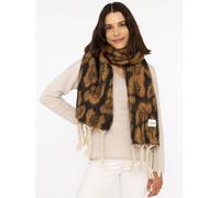 Modeschal ZWILLINGSHERZ ""Big Leo"", Damen, grün (kaki), Strick, Obermaterial: 100% Polyester, modisch, Modetücher, mit modischem Leomuster und Fransen (75005529-0) kaki