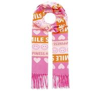 Schal ZWILLINGSHERZ "Smile and Hearts", Damen, pink, Web, Obermaterial: 100% Polyester, Modetücher Schal, mit Fransen, fröhlichem Schriftzug, Herzen (53949106-0) pink