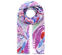 Zwillingsherz Schal Tuch mit Blumenparadies-Muster, Mehrfarbig in Blau-Lila-Rot, Leichter Sommerschal