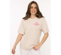 Zwillingsherz Damen T-Shirt 100% Baumwolle - Kurzarm Shirt mit kleinem Schriftzug & Herzmotiv - Frauen Basic Shirt Casual Freizeit Sommer - Damen Oberteil Herz Design