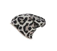 Zwillingsherz Slouch-Beanie-Mütze im Leo Design mit Kaschmir - Hochwertige Strickmütze für Damen Mädchen - Hat - Pailletten Stern - One Size - Sommer Herbst und Winter - beige