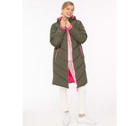 Steppmantel ZWILLINGSHERZ "Happy Vibes", Damen, Gr. S, grün (khaki), Canvas, Obermaterial: 100% Polyester, kontrastfarbene Details, unifarben, weit knielang, ohne Ausschnitt, angesetztes Bündchen kont