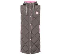 Steppweste ZWILLINGSHERZ ""Love Print"", Damen, Gr. XL, grau (dunkelgrau), Steppware, Obermaterial: 100% Polyester, Basic knielang, ohne Ausschnitt, Westen, modisch, Doppelzipper, Druckknöpfe, knielan