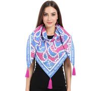 ZWILLINGSHERZ Steurrad Dreiecks-Tuch im maritimen Design und Moin Moin Schriftzug Mode-Tuch 3014D-1011-8 Blau/Pink/Weiß