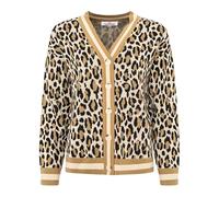 Zwillingsherz Strickjacke Damen - Strick-Cardigan mit Leopardenmuster - warme Strickjacke Damen Schwarz - Leo Jacke Damen, Strickjacke Damen Kurz Damen Strickjacken Größe L/XL