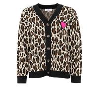 Zwillingsherz Strickjacke Damen - Strick-Cardigan mit Leopardenmuster - warme Strickjacke Damen Schwarz - Leo Jacke Damen, Strickjacke Damen Kurz Damen Strickjacken Größe S/M