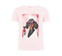 Zwillingsherz T-Shirt für Damen aus Baumwolle - Kurzarm Shirt mit trendigem Dackel Motiv - Frauen Basic Shirt Casual Freizeit Sommer - Damen Oberteil Smile Design
