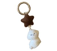 ZWTPGKRD Weicher Beflockungs-Cartoon-Schlüsselanhänger, einzigartiger Stern, Hund, Hainging Ornament, Bär-Halter, Geschenk für Freunde, Familie und Liebhaber, dekoratives Accessoire, Brauner