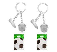 ZWWOGE 2 Fußball Schlüsselanhänger mit 2 Grünen Geschenkbeuteln - Für Fans, Spieler & Trainer als Glücksbringer - Metall Anhänger für Rucksack & Schlüsselbund als Geschenk für Jungen & Erwachsene