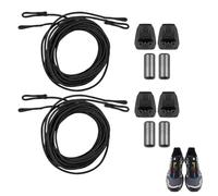 ZWWOGE 4 Schnürsenkel 140cm mit Schnellverschluss & 4 Metall Kapselverschlüssen (Gunmetal) - Quicklace System Ersatz für Salomon & Outdoor Schuhe - Ohne Binden für Damen & Herren