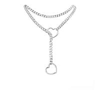 ZWWOGE Herz-Anhänger Choker Kette Damen Mit Sicherheitsnadel & O-Ring - Verstellbarer Slip Chain Choker 26-34 Zoll - Stylische Choker Necklace Im Punk & Grunge Design