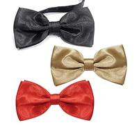 ZWZNBL 3 Stück Klassische Herren Vorgebundene Fliege Schwarz Rot Gold Tux Fliege Erwachsene Verstellbare Formale Halsfliege für Hochzeit Fancy Plain Bowties