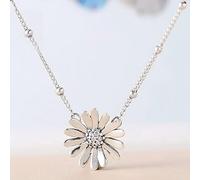 ZXCK Original Pave Daisy Flower Collier mit Kristall Halskette für 925 Sterling Silber Halskette Frauen Hochzeit Geschenk DIY Pandora Schmuck-Default