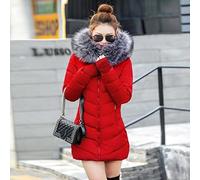 ZXCL 2021 Herbst Parkas Winter Long Down Jacke für Frauen Mantel Weibliche abnehmbare Hut Pelzkragen Casual Damen Mantel-Red,XL