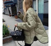 ZXCL Herbst Winter Damen lose Jacken Thin Parka Übergrößen Mäntel Rundhalsauskleidung Weibliche Mäntel Langarm Baumwolle Kleidung-Army Green,M